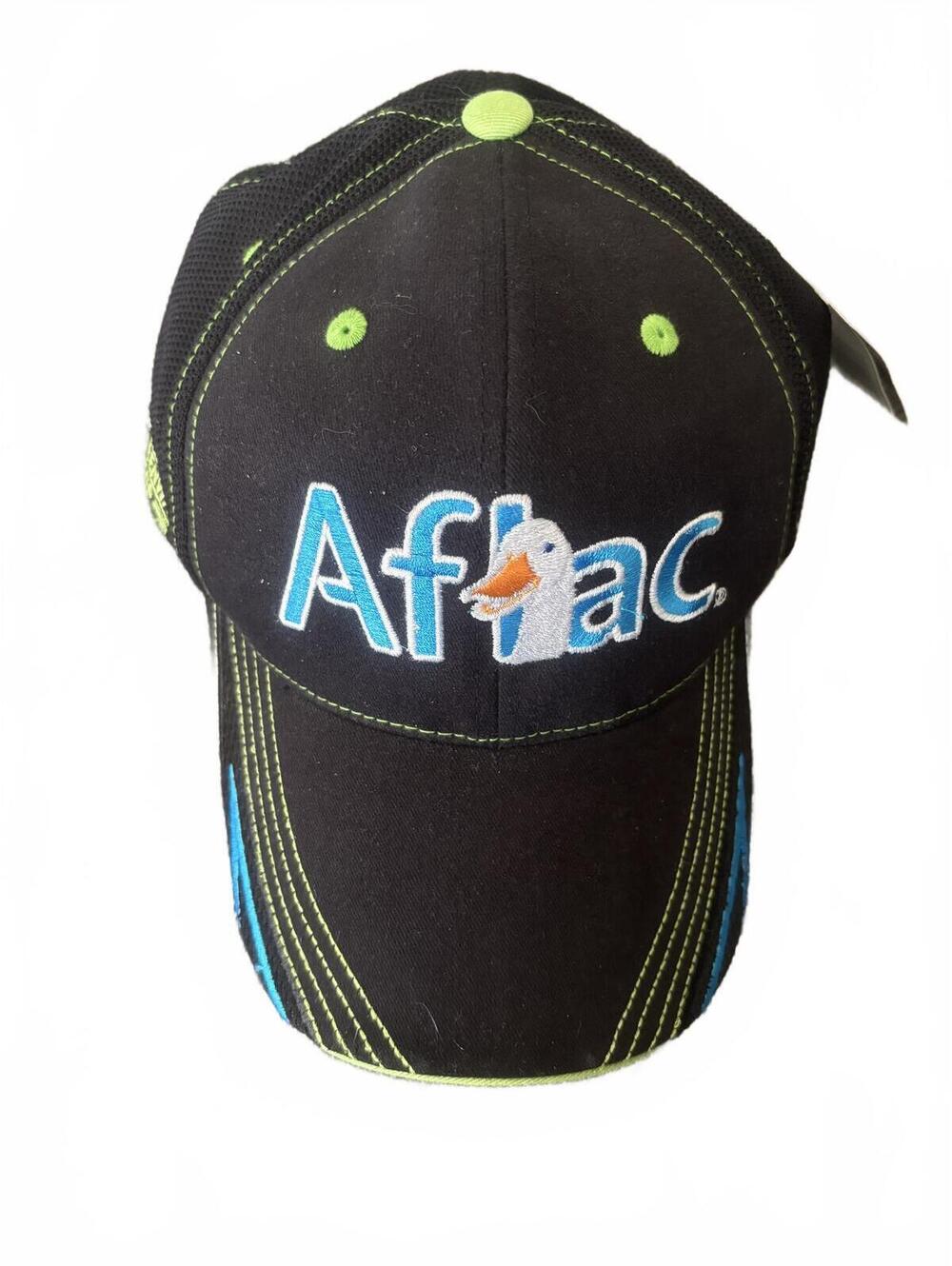 Nascar Aflac Black and Green Racing Cap with Embroidered Logo Vintage